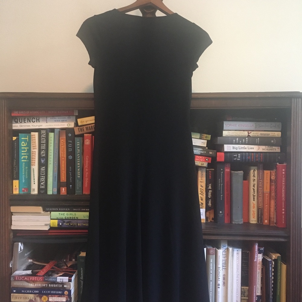 Black drop waist a line dress